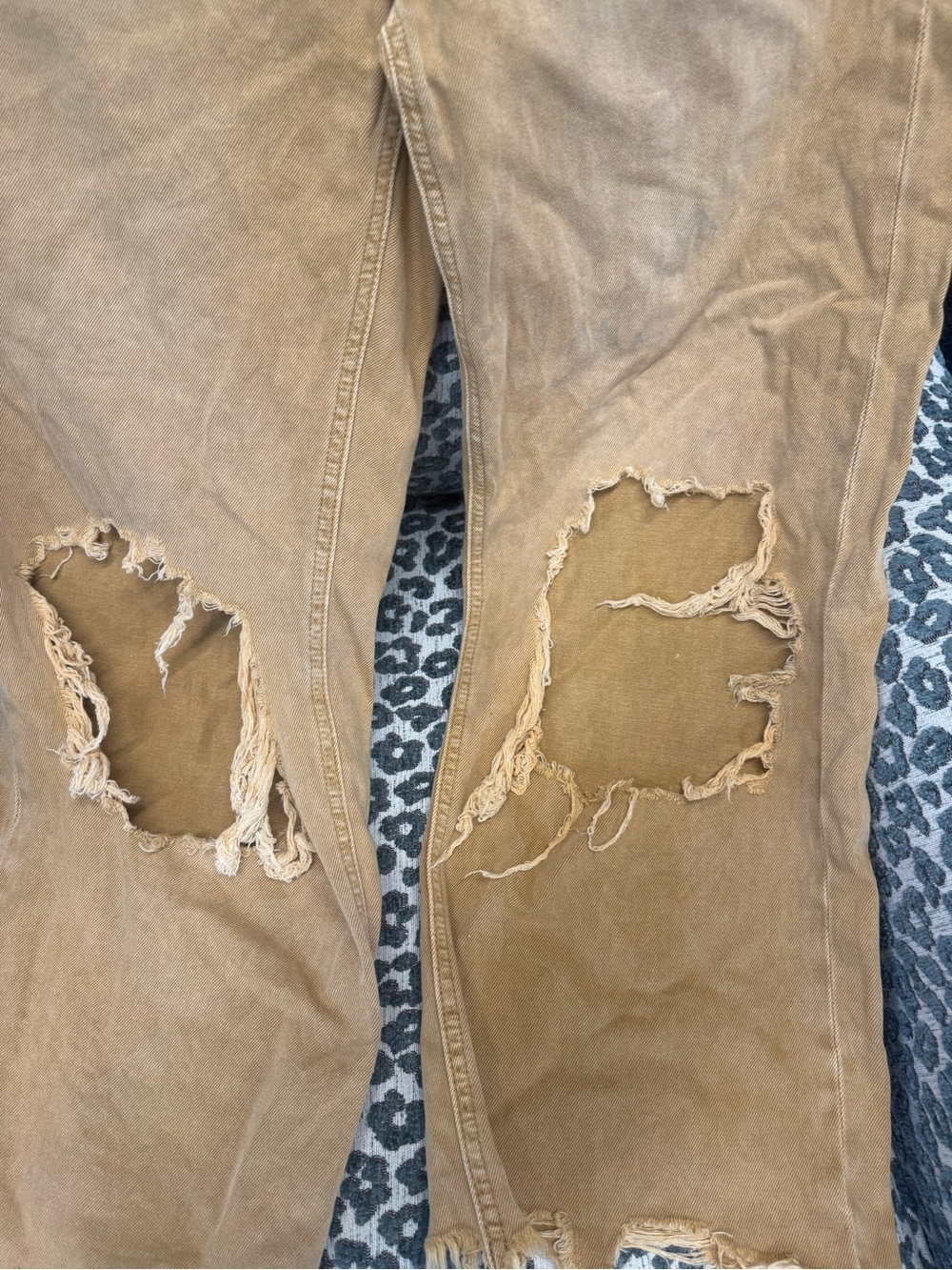 VERVET BY FLYING MONKEY Tan High-Rise Distressed Wide-Leg Jeans
